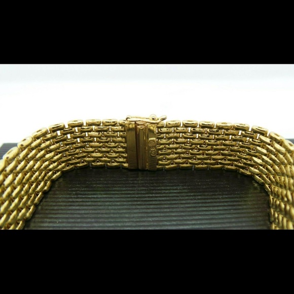 18K YELLOW GOLD LINK STAMPED BRACELET RARE - Picture 8 of 10
